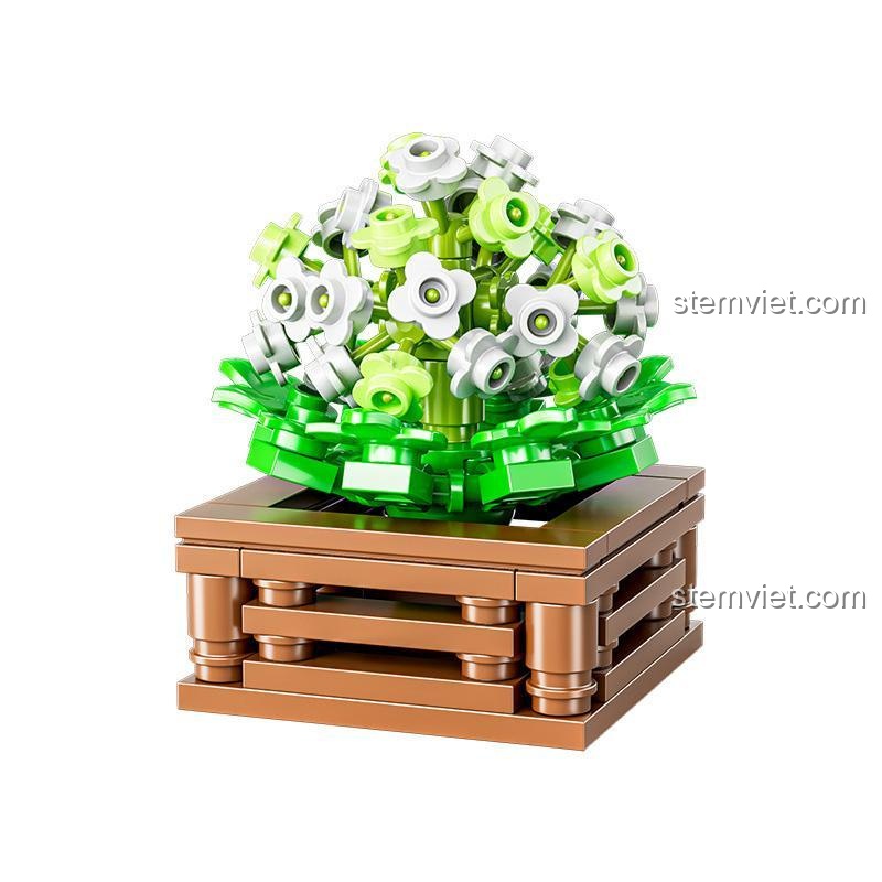 Đồ chơi xây dựng Xiang Jun 10975 Cây cảnh hoa đá xanh dương, bộ lắp ráp giáo dục cho bé 6 tuổi