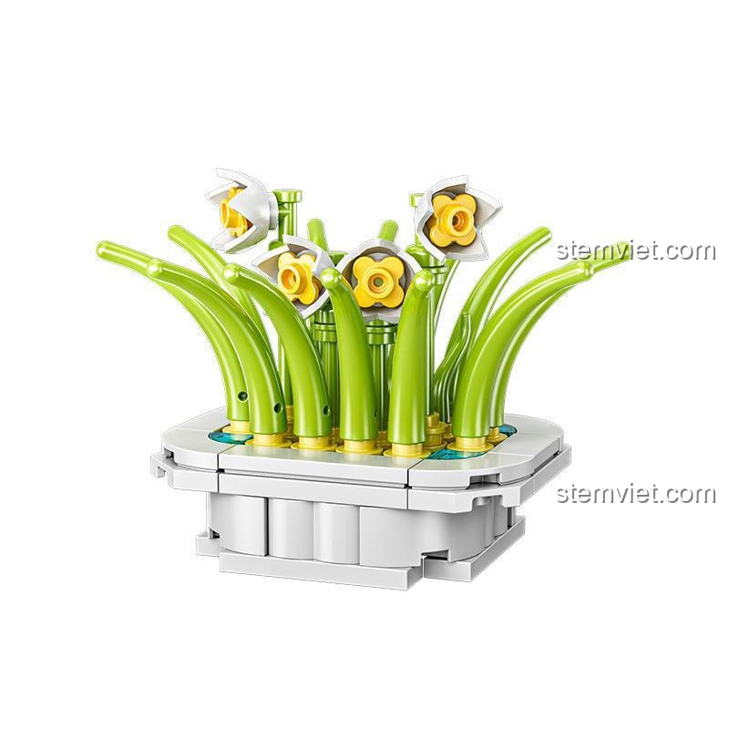 Đồ chơi mô hình Xiang Jun 10975 Cây cảnh hoa đá xanh lá, quà tặng độc đáo cho bé 6 tuổi