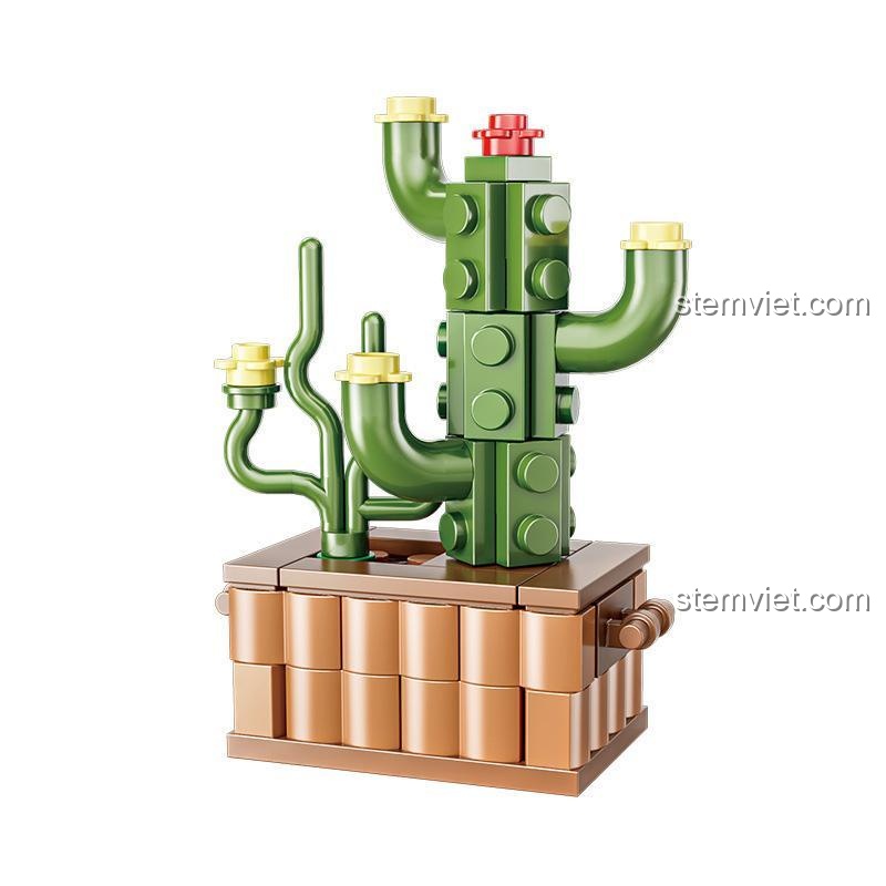 Mô hình cây cảnh lắp ráp Xiang Jun 10975 Cây xương rồng, đồ chơi sáng tạo cho bé trai 6 tuổi