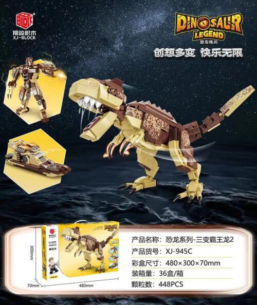 Bộ lắp ghép Xiang Jun XJ-945C Khủng long bạo chúa biến hình 3 trong 1, đồ chơi lắp ráp Robot khủng long cho bé trai 6 tuổi, giá tốt.
