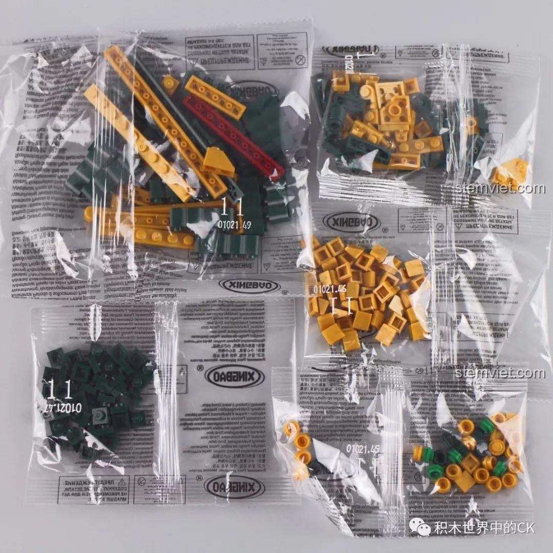 Các túi chi tiết được đánh số 12, hoàn thiện phần mái còn lại và các chi tiết trang trí trên nóc.