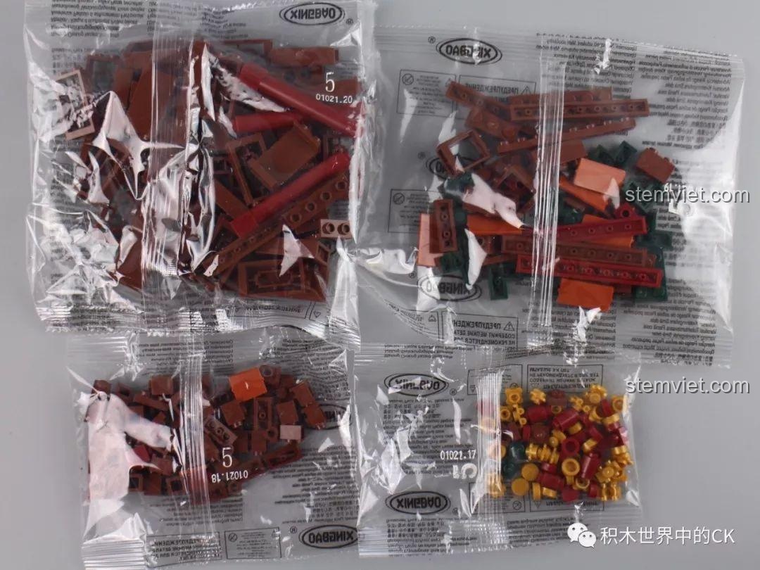 Các túi chi tiết được đánh số 7, bắt đầu quá trình xây dựng tầng 2 của trà quán.