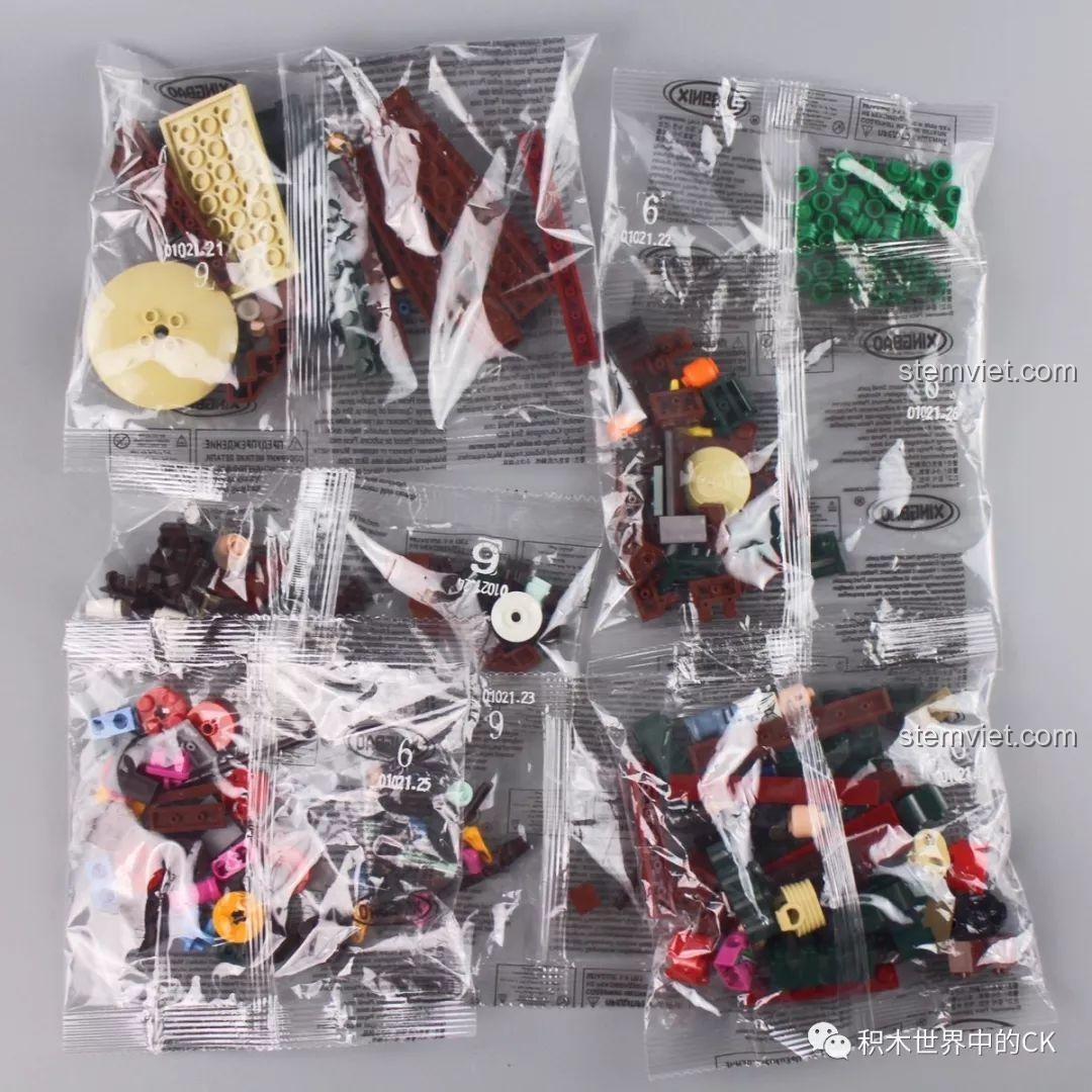 Các túi chi tiết được đánh số 8, chứa các mảnh ghép cho lan can và nội thất tầng 2.