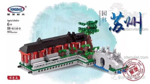 Bộ lắp ghép Vườn Cổ Tô Châu XINGBAO XB-01110-D, mô hình tổng thể 6 trong 1 kiến trúc Giang Nam cho bé trai 6 tuổi.