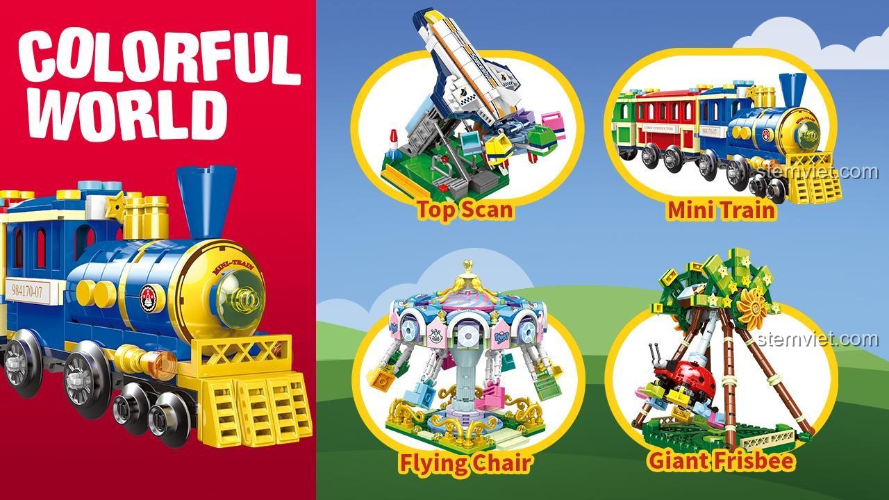 Bộ đồ chơi lắp ráp Xe Lửa Mini XINGBAO XB-01112 lắp được 4 kiểu khác nhau, đồ chơi mô hình Mô Hình Tàu Hỏa cho bé 6 tuổi.