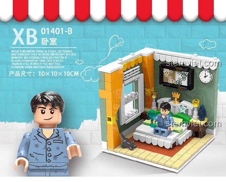 Minifigure người đàn ông ngủ trong bộ lắp ghép XINGBAO XB-01401, đồ chơi lắp ráp chất lượng