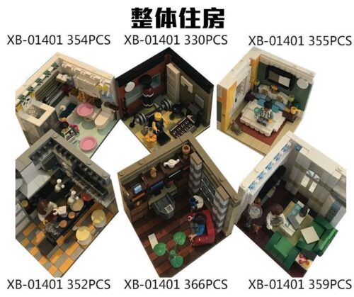 Bộ lắp ráp nội thất gia đình Xingbao XB-01401F với 6 cảnh quan nội thất chi tiết, phù hợp cho bé trai, bé gái 12 tuổi, mang lại giá trị cao.