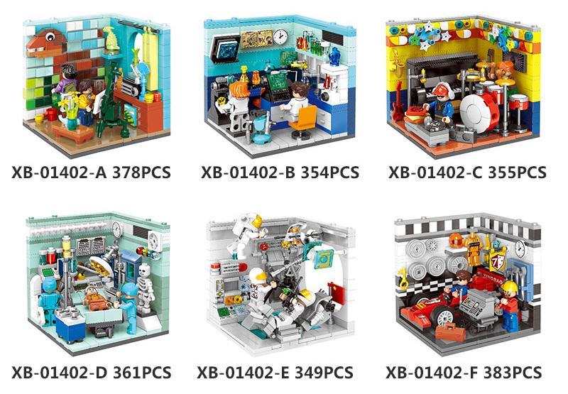 Tổng quan bộ lắp ghép Ước Mơ Tương Lai XINGBAO XB-01402 gồm 6 mô hình nghề nghiệp: họa sĩ, nhà khoa học, nhạc sĩ, bác sĩ, phi hành gia và tay đua. Đồ chơi cho bé 6 tuổi.