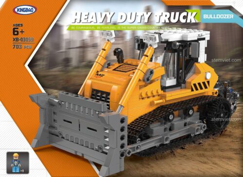 Hộp bộ lắp ráp XINGBAO XB-03039 Xe Ủi Đất Hạng Nặng, đồ chơi xây dựng cho bé trai 6 tuổi, 703 mảnh, giá tốt.