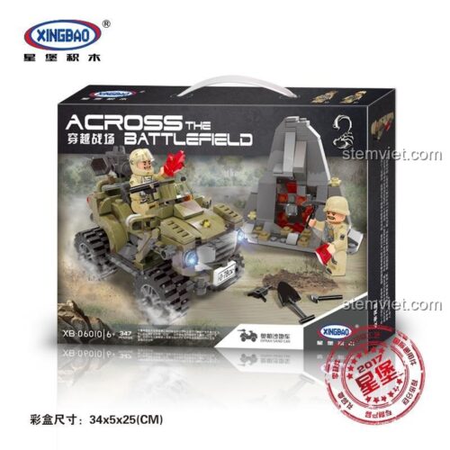 Hộp bộ lắp ghép Xe Cát Quân Đội Xingbao XB-06010, đồ chơi mô hình quân sự cho bé trai 6 tuổi, giá tiết kiệm