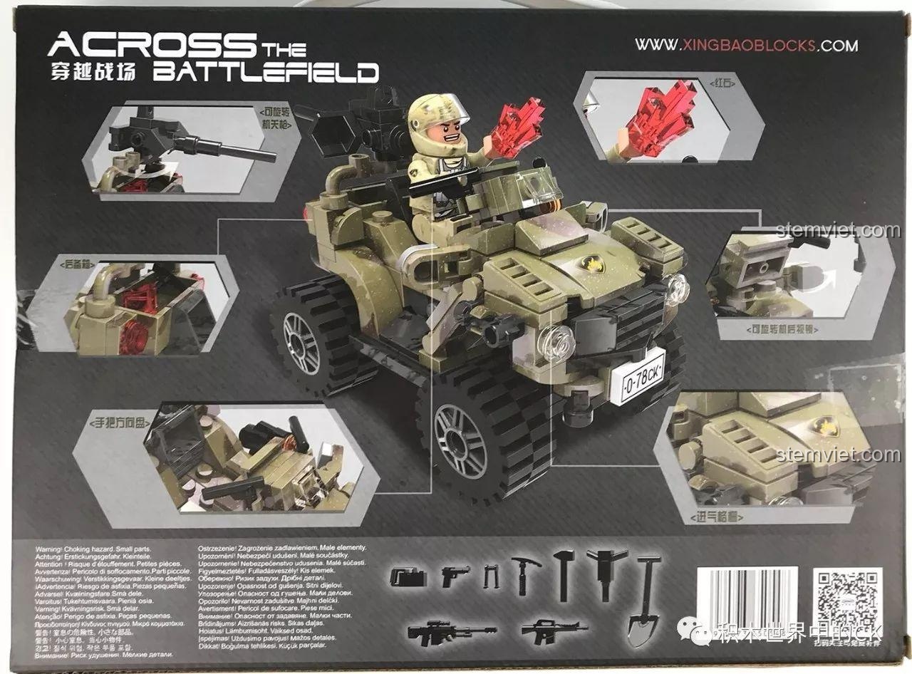 Hộp đồ chơi mô hình Xe Jeep Quân Sự Xingbao XB-06010, bộ lắp ráp 347 mảnh chất lượng cao cho bé trai