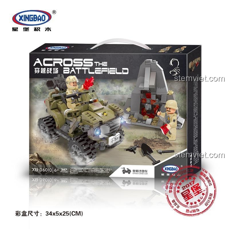 Hộp bộ lắp ghép Xe Cát Quân Đội Xingbao XB-06010, đồ chơi mô hình quân sự cho bé trai 6 tuổi, giá tiết kiệm