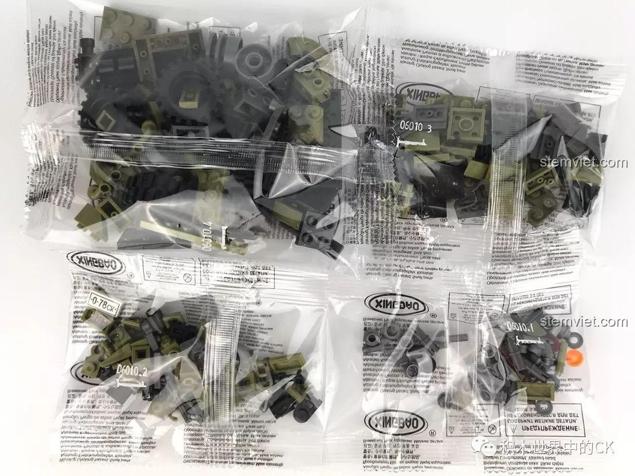 Cạnh hộp bộ đồ chơi Xingbao XB-06010 Xe Địa Hình Quân Sự, chi tiết sản phẩm cho bé trai 6 tuổi