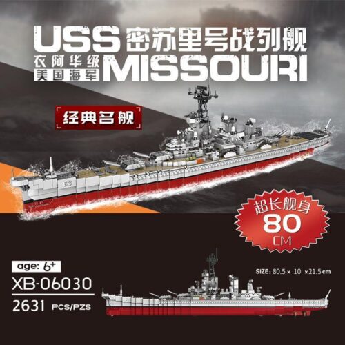 Bộ lắp ghép Xingbao XB-06030 Thiết giáp hạm USS Missouri, đồ chơi mô hình tàu chiến quân sự cho bé trai 6 tuổi, siêu dài 80cm, chất lượng cao, giá tốt.