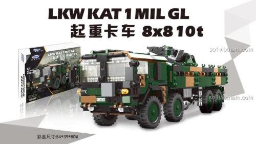 bộ xếp hình XB-06052, Xe Cẩu Quân Đội Xingbao, hộp sản phẩm với thông số 893 mảnh, phù hợp bé trai 6 tuổi, giá tiết kiệm