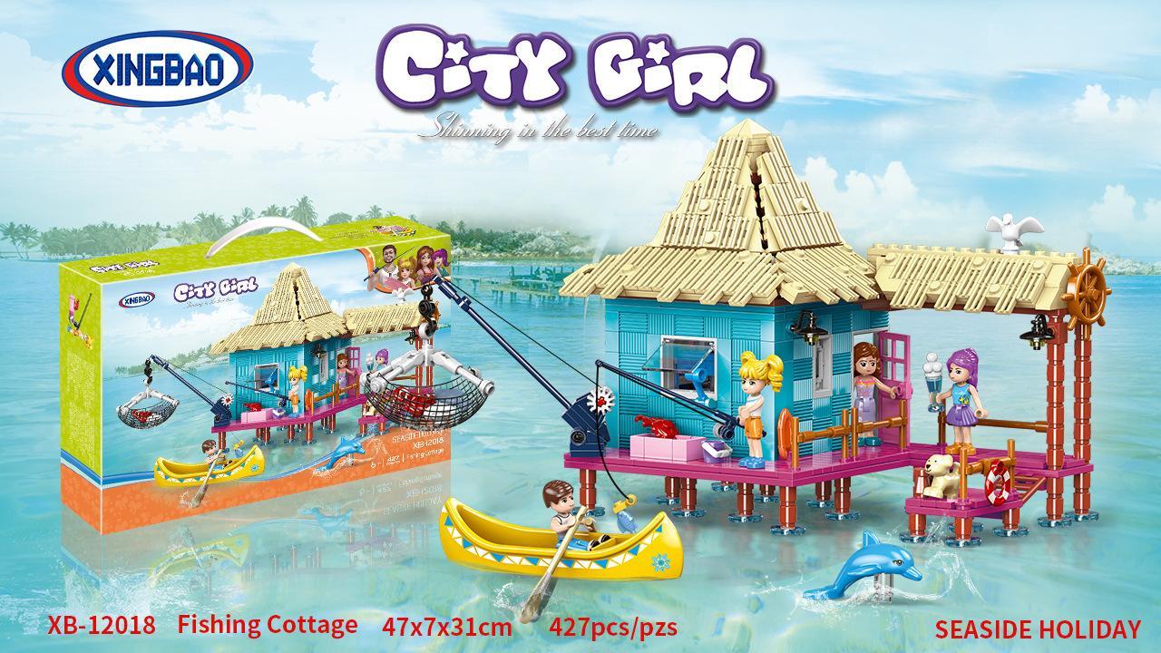 Bộ lắp ghép Ngôi nhà câu cá XINGBAO XB-12018 cho bé gái 6 tuổi, mô hình nhà câu cá trên biển với 427 mảnh ghép, giá tốt.