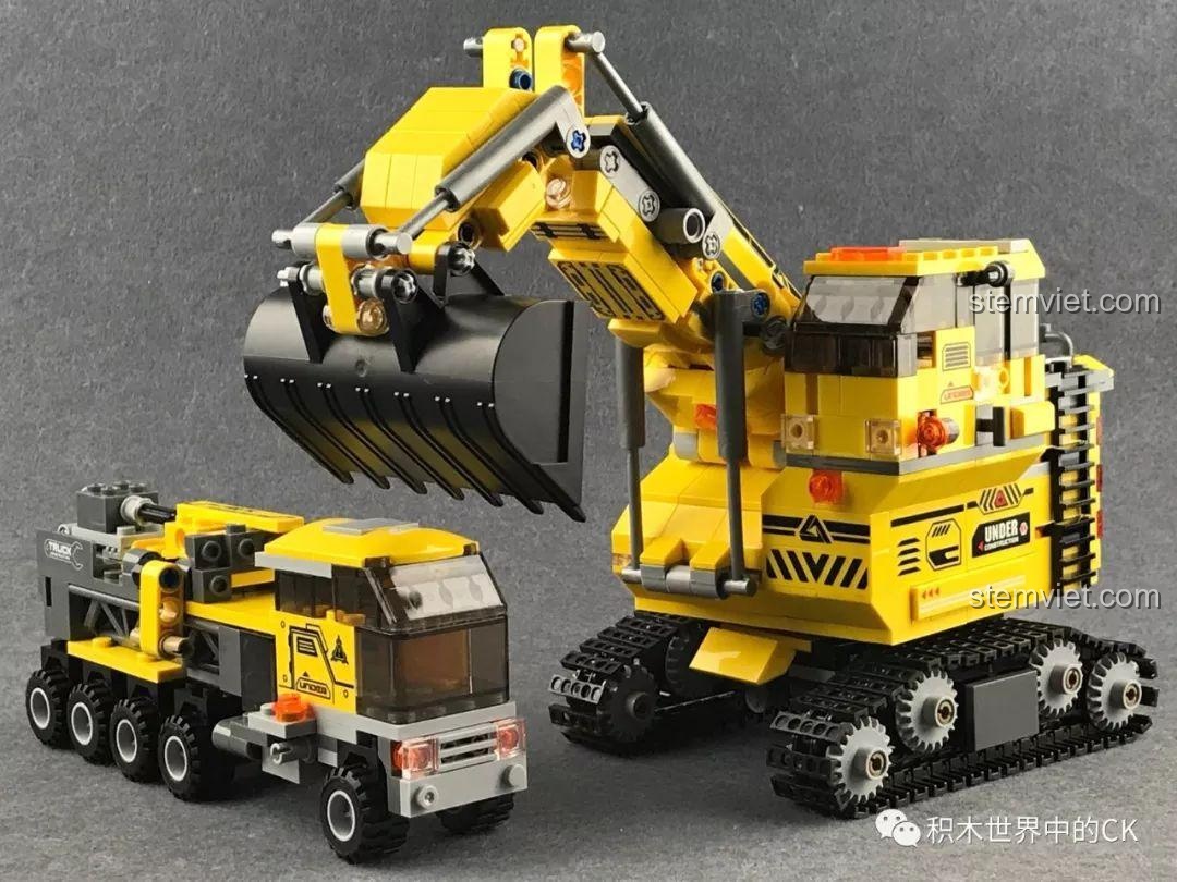 Cận cảnh các khớp nối thủy lực trên cánh tay của Máy xúc khổng lồ Xingbao XB-13002.