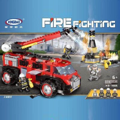 bộ lắp ráp Xe Cứu Hỏa Chữa Cháy Công Nghiệp XINGBAO XB-14005, đồ chơi cho bé trai 6 tuổi, giá rẻ. Hộp sản phẩm.
