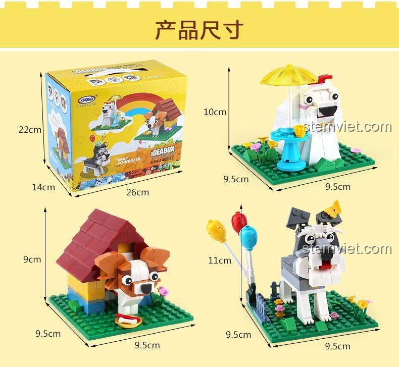 Bộ đồ chơi lắp ghép Chó Cưng IDEABOX XINGBAO XB-18002 - 2 mẫu chó