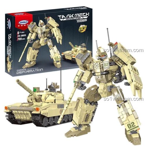 Hộp bộ lắp ghép XINGBAO XB-20005 Cơ Giáp Xe Tăng Biến Hình 769 mảnh ghép, đồ chơi lắp ráp cho bé trai 6 tuổi, giá rẻ