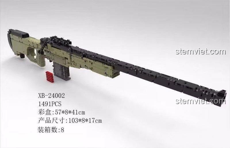Mô hình Súng Ngắm Tỉa XINGBAO XB-24002 với kích thước chi tiết, 1491 mảnh ghép, đồ chơi xây dựng cho bé trai, thể hiện tỉ lệ chân thực.