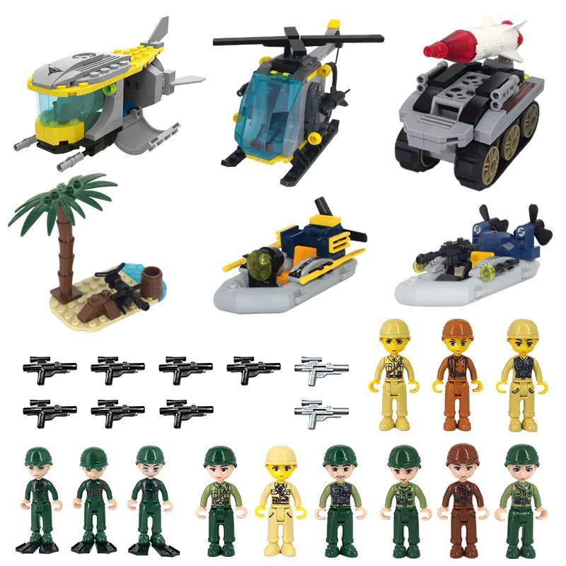 Bộ lắp ghép Bộ Lắp Ráp Quân Sự Xingbao XB-57007 với tất cả 4 mô hình quân sự, 8 minifigures và vũ khí, phù hợp cho bé trai 6 tuổi, giá tốt.