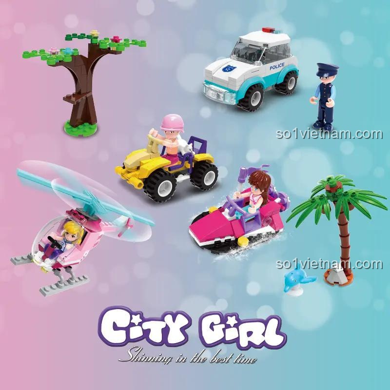 Tổng quan các mô hình trong bộ lắp ghép Trực thăng mini màu hồng, món quà sáng tạo và tiết kiệm cho bé.