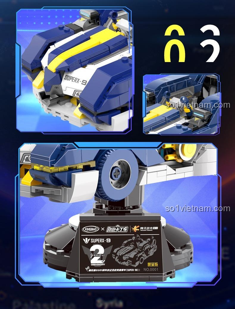 Cận cảnh đế trưng bày và các chi tiết khí động học của đồ chơi mô hình Xingbao XB-66001.