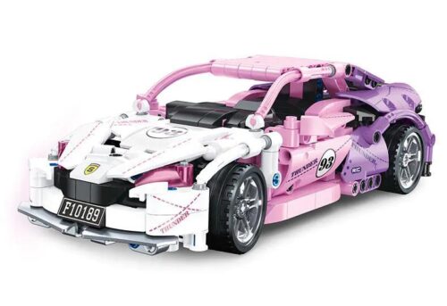 Siêu xe Ferrari F82 màu hồng tím lắp ráp từ bộ đồ chơi Xingleshi FF10013, 652 chi tiết, phù hợp cho bé trai 6 tuổi