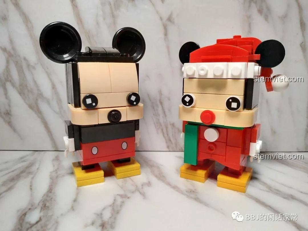 Mô hình BrickHeadz Chuột Mickey XINH 8914C, so sánh với mô hình JLB, đồ chơi lắp ghép cho bé 6 tuổi.