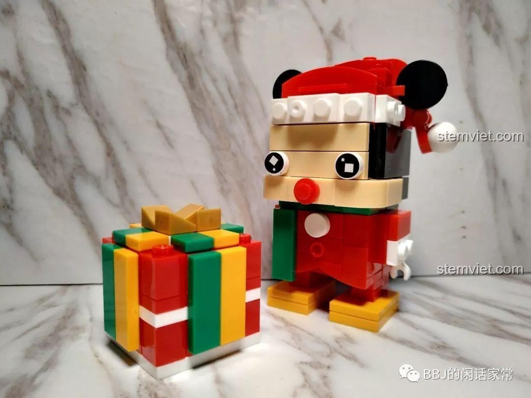 Đồ chơi mô hình Chuột Mickey 8914C, bộ xếp hình XINH, mô hình Chuột Mickey và hộp quà Giáng Sinh.