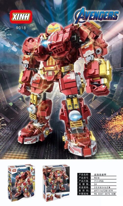 Bộ lắp ráp Giáp Chống Hulk XINH 9018 mô hình lắp ráp lớn 711 mảnh cho bé trai 6 tuổi phát triển tư duy sáng tạo