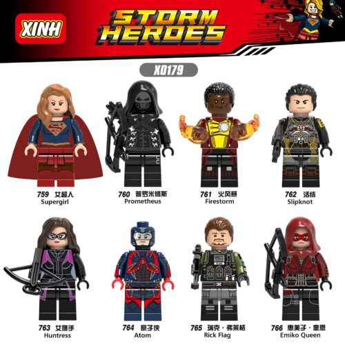 Bộ 8 Siêu Anh Hùng DC XINH X0179 - Supergirl, Prometheus, Firestorm, Slipknot, Huntress, Atom, Rick Flag, EmiKo Queen
