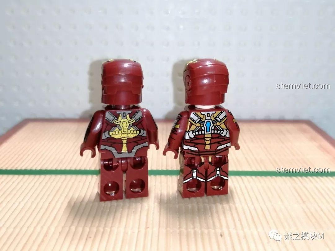 Minifigure Người Sắt MK17 XINH X0267, đồ chơi xếp hình Marvel, chi tiết giáp sau