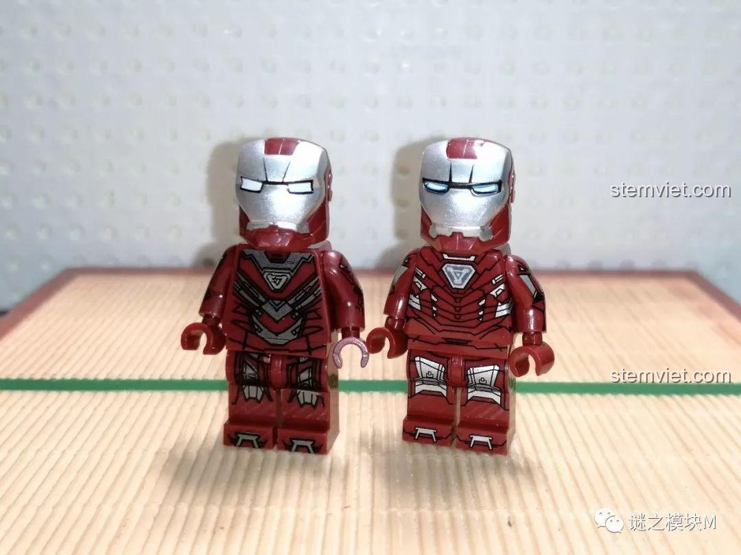 Minifigure Người Sắt MK33 XINH X0267, đồ chơi mô hình Marvel, mặt lưng giáp