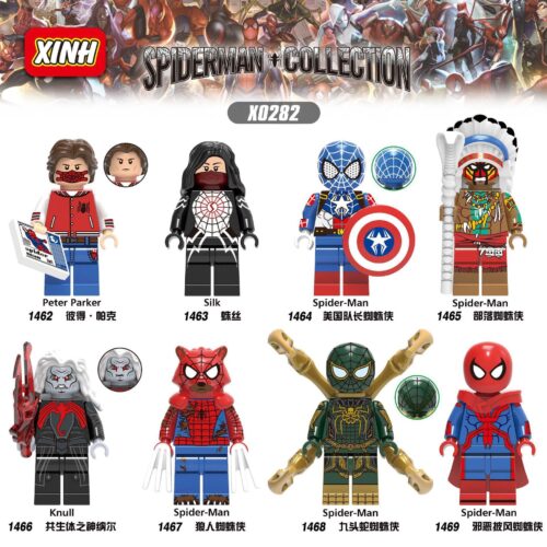 Bộ 8 Minifigure Người Nhện và Đồng Minh - XINH X0282 - Silk