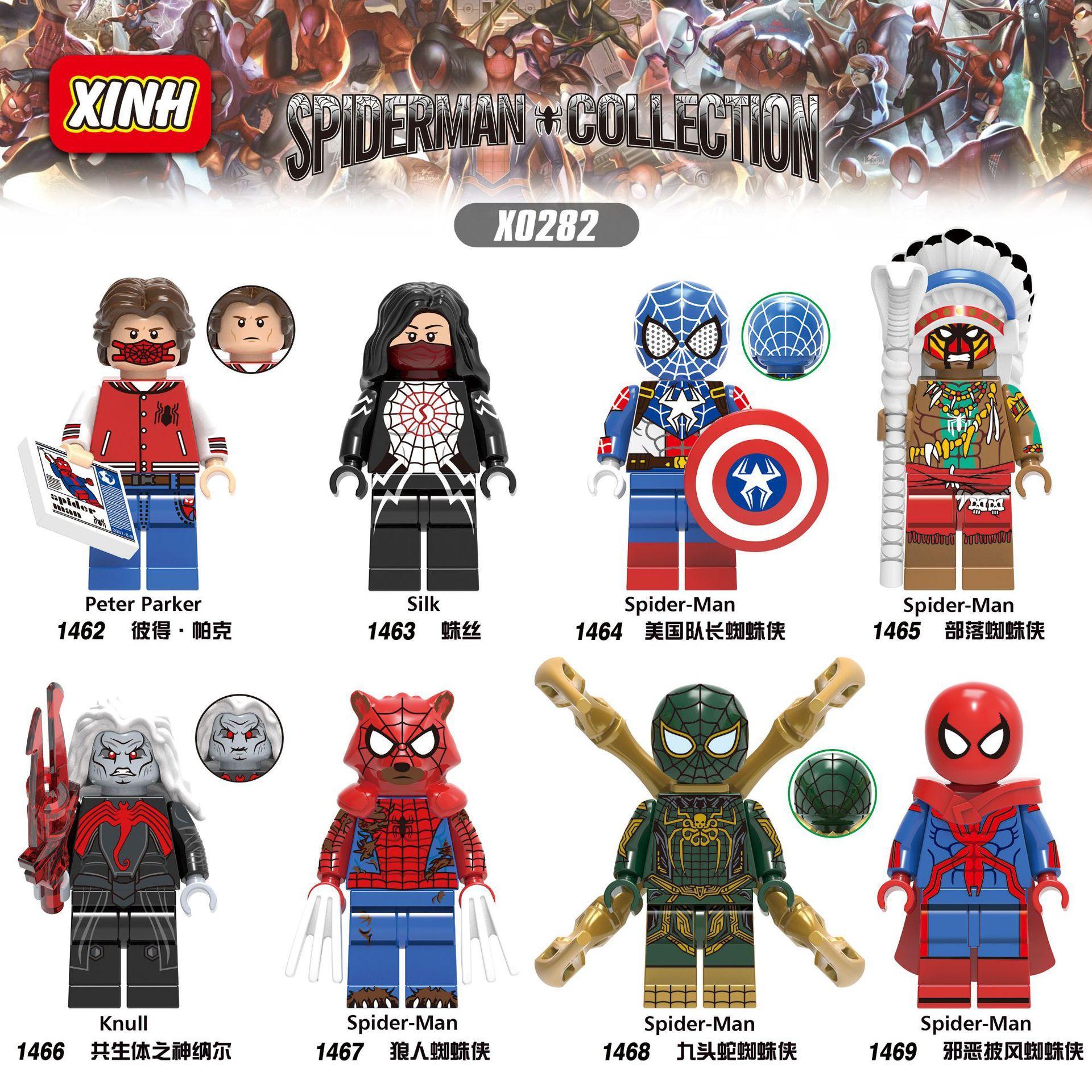 Bộ 8 Minifigure Người Nhện và Đồng Minh - XINH X0282 - Silk