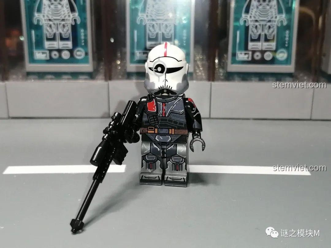 Minifigure Battle Damaged Stormtrooper XINH X0307, chi tiết giáp bị hư hại, bộ đồ chơi Minifigure Star Wars X0307.