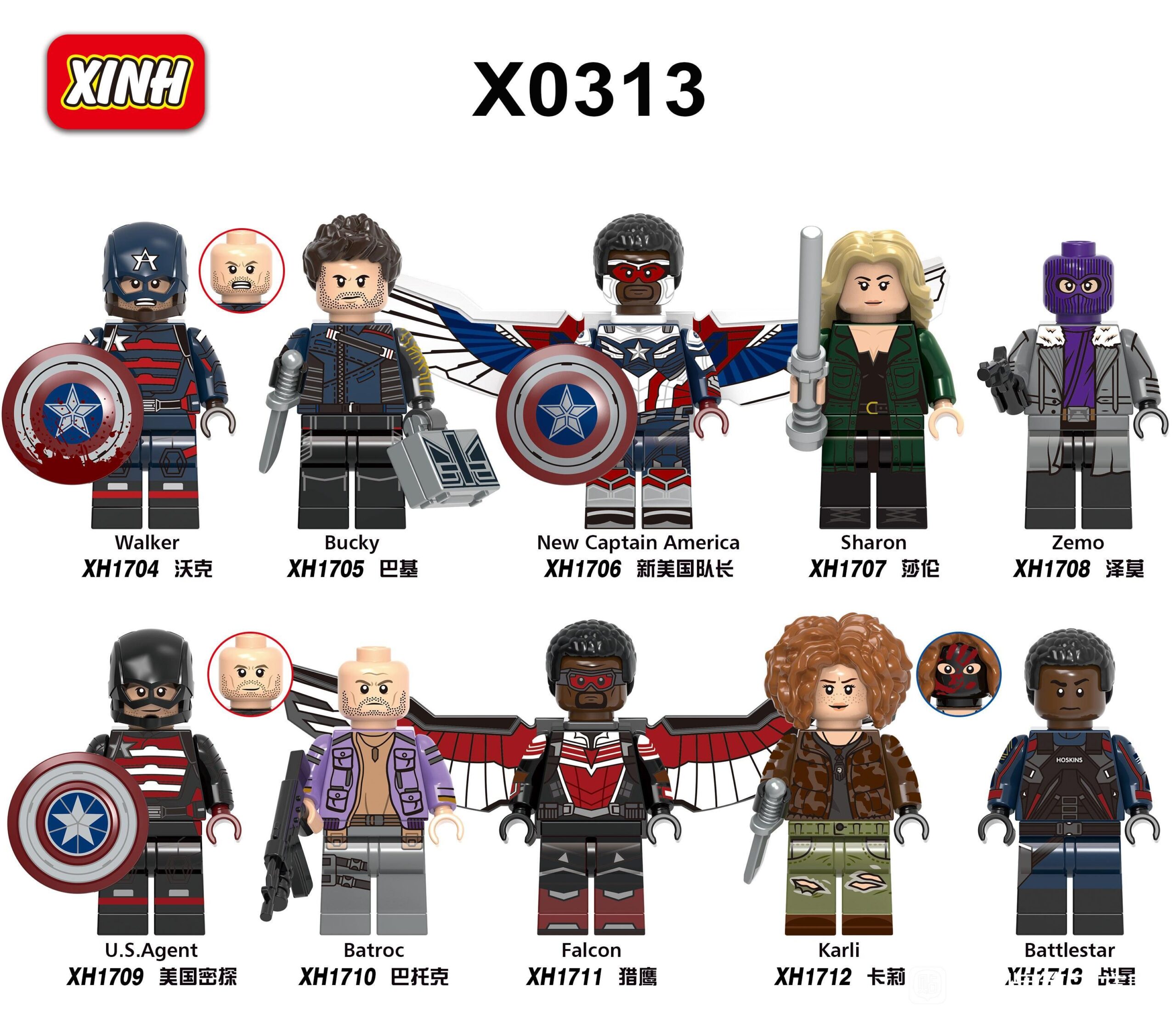 Bộ đồ chơi Falcon Chiến Binh Mùa Đông, đồ chơi mô hình XINH X0313, bộ 10 minifigures siêu anh hùng Marvel giá tốt cho bé trai 6 tuổi.