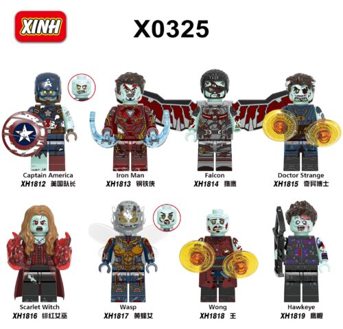 Bộ 8 Minifigure Siêu Anh Hùng Zombie XINH X0325, đồ chơi mô hình Marvel Zombie cho bé trai 6+ tuổi, giá tốt