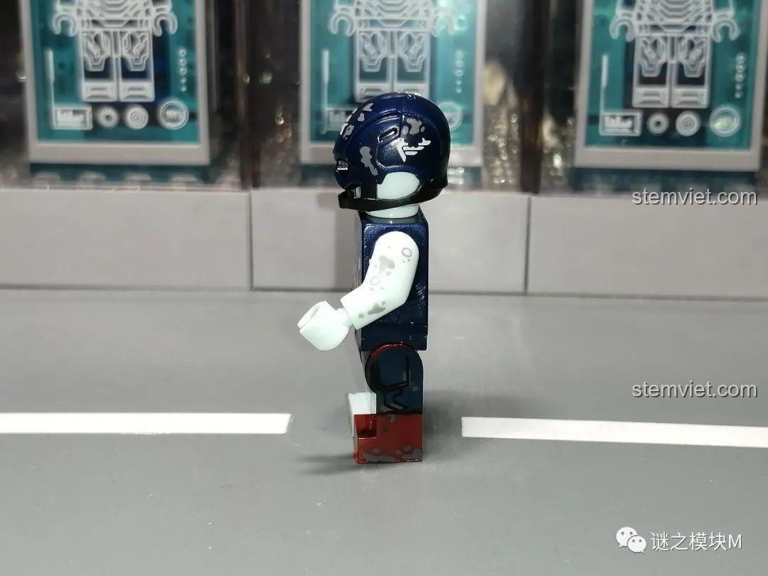 Minifigure Marvel Zombie XINH X0325, đồ chơi mô hình Captain America zombie mặt bên