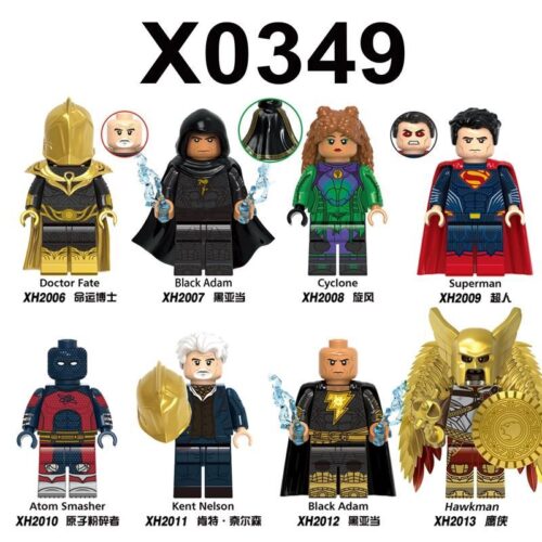 Bộ 8 minifigure Black Adam và đồng đội XINH X0349 chi tiết sắc nét, bộ đồ chơi Black Adam cho bé trai 6 tuổi, giá tốt.