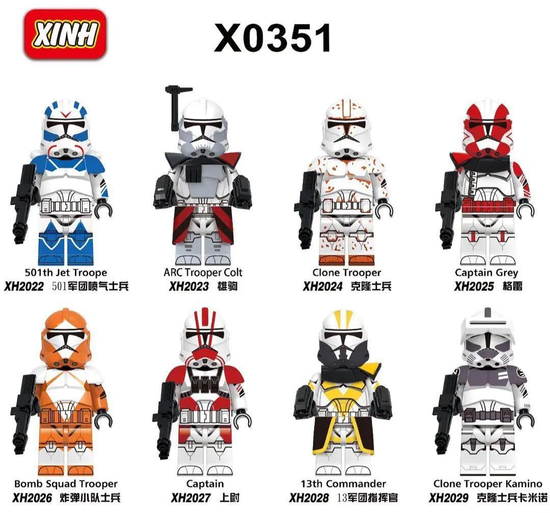 Bộ đồ chơi Minifigure Star Wars XINH X0351 8 lính Clone Trooper độc đáo, chất lượng cao, giá tốt cho bé trai 6 tuổi.