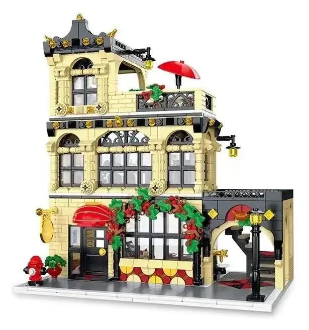 Hộp đồ chơi mô hình XMORK 20114 Nhà hàng Tây Thành phố, bộ xếp hình 1489 chi tiết chất lượng cao.