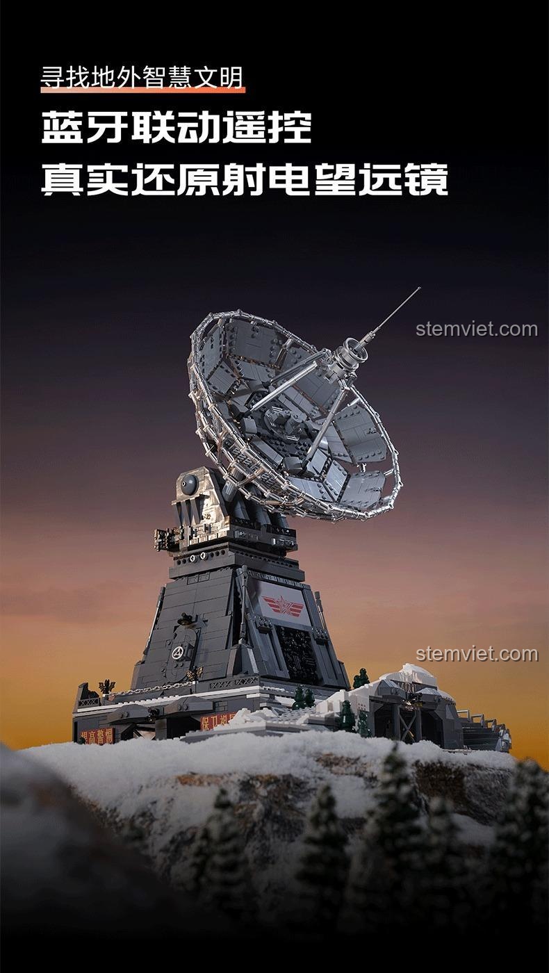 Tính năng điều khiển Bluetooth của bộ lắp ghép Hồng Ngạn Cơ Địa Yangheda YHD 900500200020, mô hình đài thiên văn Tam Thể, radar xoay thực tế, dành cho con trai 14 tuổi.