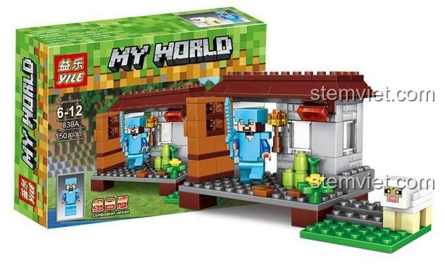 Hộp đồ chơi xếp hình Làng Minecraft Yile 838A, gồm 150 mảnh, một phần của bộ sưu tập 4 trong 1.