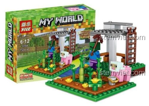 Hộp đồ chơi mô hình YILE 839A Nông trại Minecraft, quà tặng cho bé trai 6 tuổi.