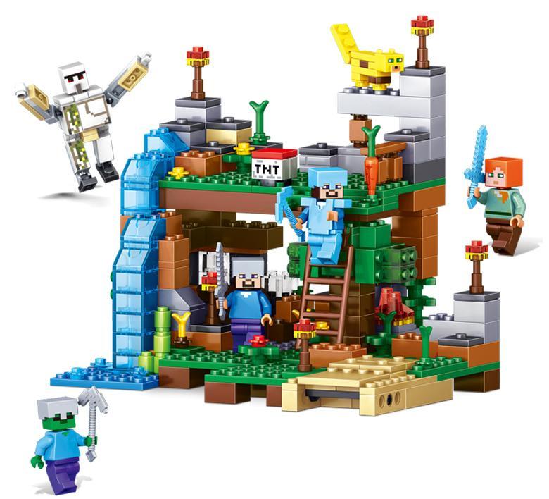 Bộ lắp ráp YILE 851A Thế giới Minecraft kết hợp 4 trong 1 với 378 mảnh ghép, đồ chơi sáng tạo cho con trai 6 tuổi.