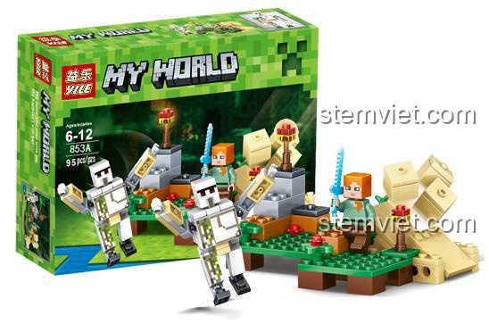 Hộp đồ chơi xếp hình Yile 853A cảnh Golem Sắt trong Minecraft, gồm 95 mảnh ghép, giá rẻ.