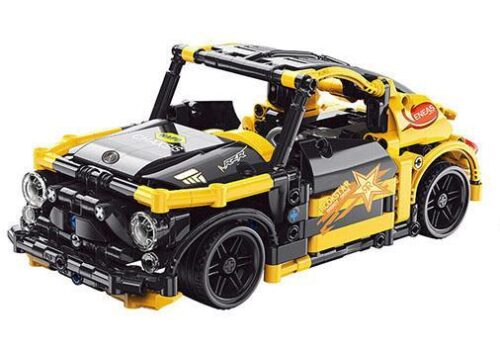 Bộ lắp ráp Yonglexing 11003 Xe Đua Volkswagen Beetle GRC 459 mảnh ghép, màu vàng đen, có động cơ kéo lùi, phù hợp bé trai 6 tuổi, giá tốt.
